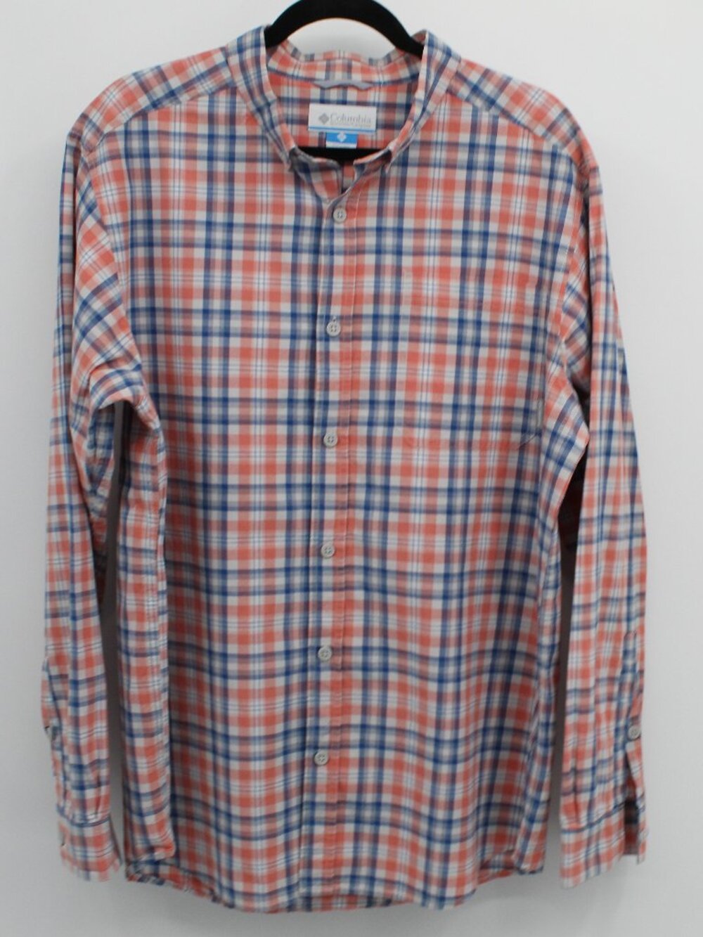 COLUMBIA Sportswear Co Plaid Button Down Mens Shirt SZ LG 100% cotton EXC COND